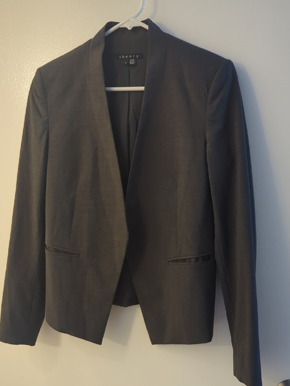 THEORY open front blazer charcoal gray size 6